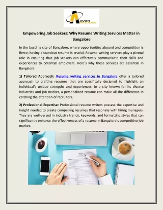 Empowering Job Seekers Why Resume Writing Services Matter in Bangalore
