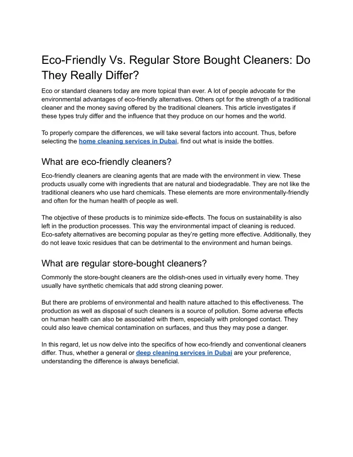 eco friendly vs regular store bought cleaners