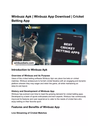 Winbuzz Apk _ Winbuzz App Download _ Cricket Betting App