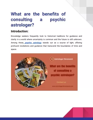 What are the benefits of consulting a psychic astrologer__Astrologer Devanand