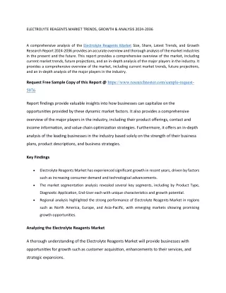 electrolyte reagents market trends growth