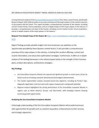 dry granulation excipients market trends growth