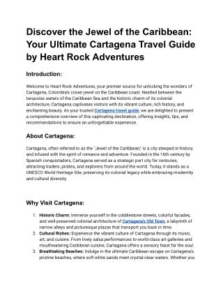 Discover the Jewel of the Caribbean_ Your Ultimate Cartagena Travel Guide by Heart Rock Adventures