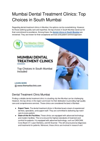 Mumbai Dental Treatment Clinics: Top Choices in South Mumbai Included