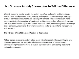 Is it Stress or Anxiety?