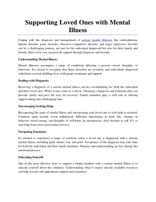 Supporting Loved Ones with Mental Illness
