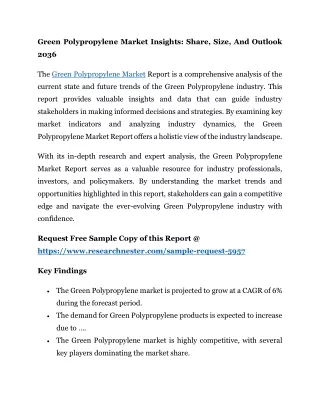 Green Polypropylene Market Players and Forecast Till 2036