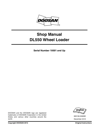 Doosan DL550 Wheel Loader Service Repair Manual Instant Download