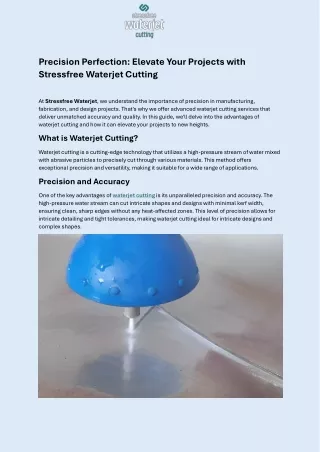 Precision Perfection- Elevate Your Projects with Stressfree Waterjet Cutting