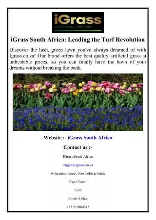 iGrass South Africa Leading the Turf Revolution