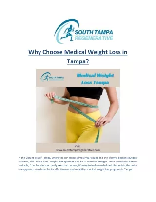 Why Choose Medical Weight Loss in Tampa?