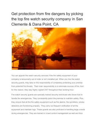 Get protection from fire dangers by picking the top fire watch security company in San Clemente & Dana Point, CA (1)