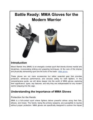 Battle Ready: MMA Gloves for the Modern Warrior