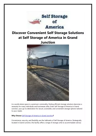 Discover Convenient Self Storage Solutions at Self Storage of America in Grand Junction