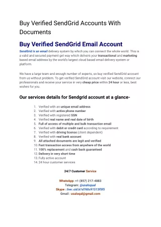 Buy Verified SendGrid Accounts