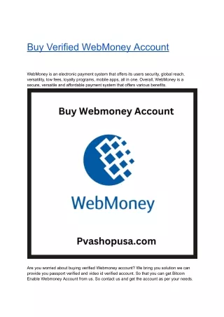 Buy Verified WebMoney Account