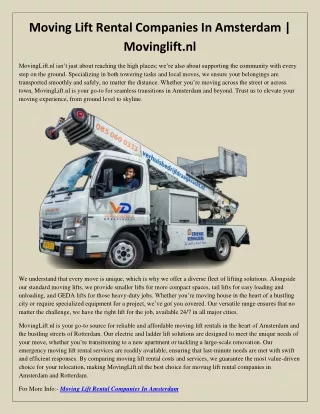 moving lift rental companies in amsterdam