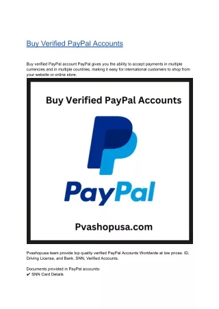 Buy Verified PayPal Accounts - 100% Old and USA