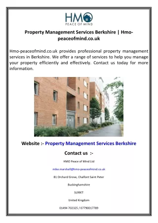 Property Management Services Berkshire   Hmo-peaceofmind.co.uk
