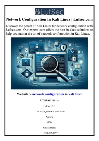 Network Configuration In Kali Linux  Lufsec.com