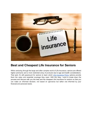 What Is the Best and Cheapest Life Insurance for Seniors
