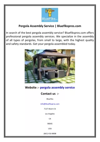 Pergola Assembly Service   Bluefikspros.com