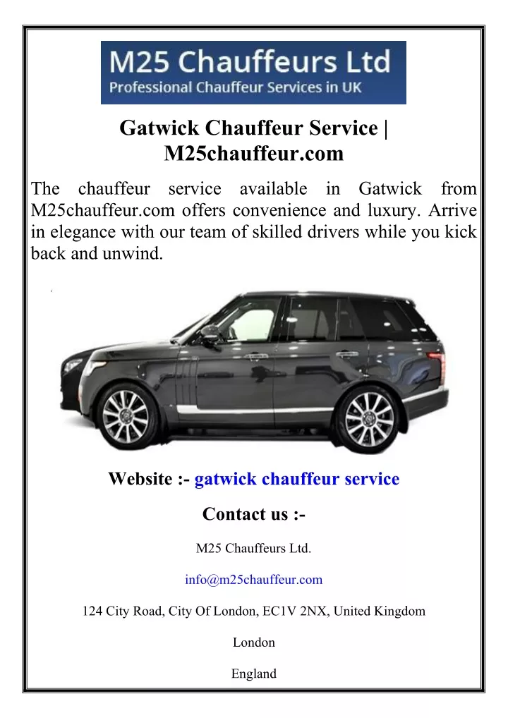 gatwick chauffeur service m25chauffeur com