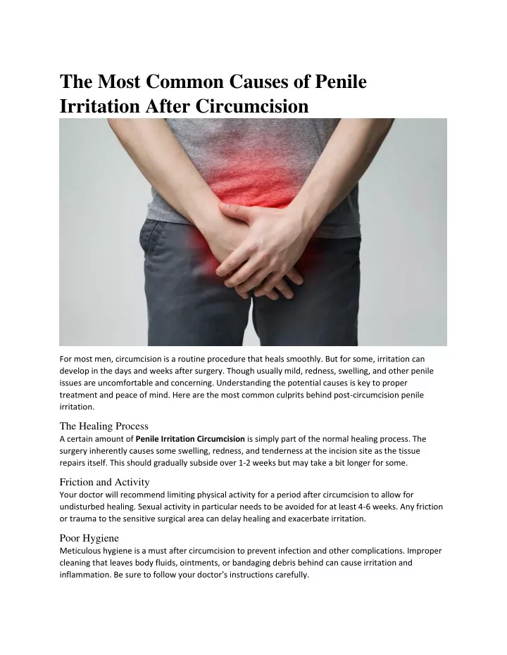 the most common causes of penile irritation after