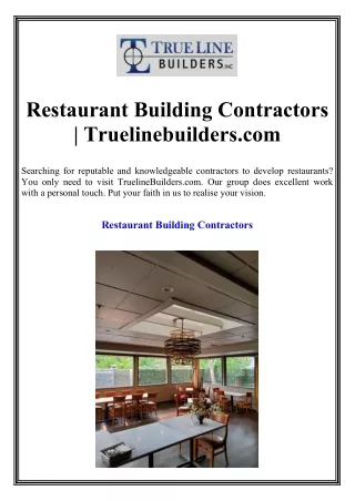 Restaurant Building Contractors Truelinebuilders.com
