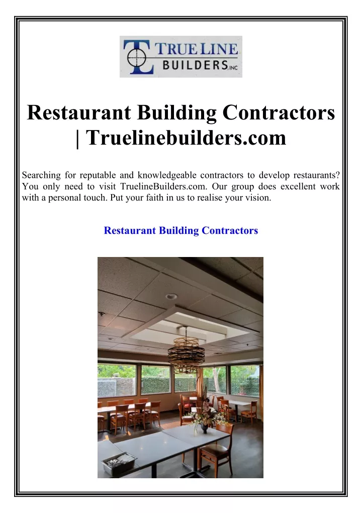 restaurant building contractors truelinebuilders