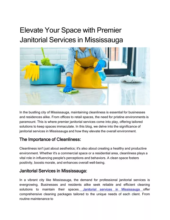 elevate your space with premier janitorial