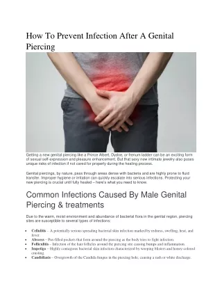 How To Prevent Infection After A Genital Piercing