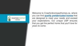 Quality Prefabricated Homes  Crawfordcompacthomes.ca