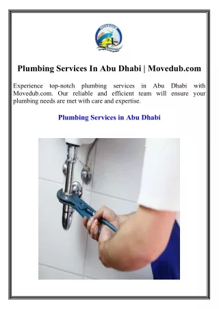 Plumbing Services In Abu Dhabi Movedub.com
