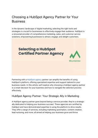 Choosing a HubSpot Agency Partner for Your Business