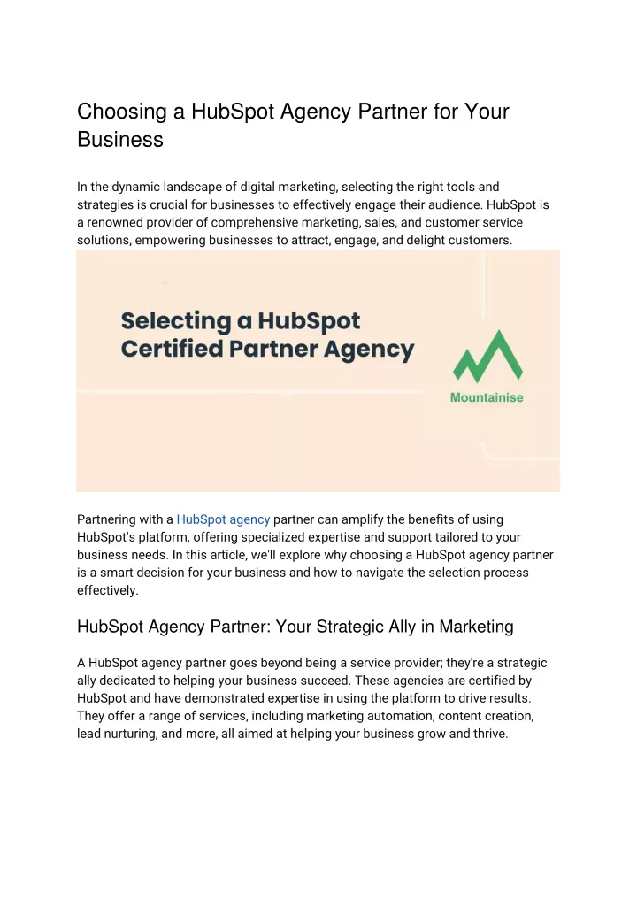 choosing a hubspot agency partner for your