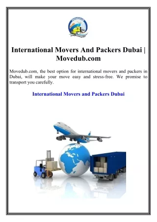 International Movers And Packers Dubai Movedub.com