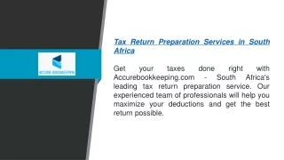 Tax Return Preparation Services In South Africa  Accurebookkeeping.com