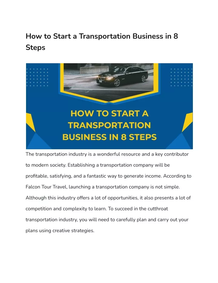 how to start a transportation business in 8 steps