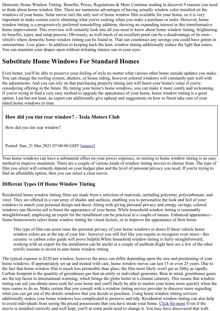 domestic home window tinting benefits prices