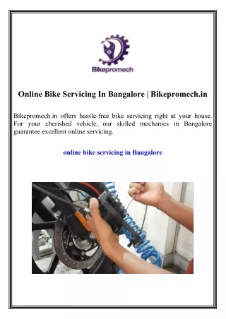 Online Bike Servicing In Bangalore Bikepromech.in