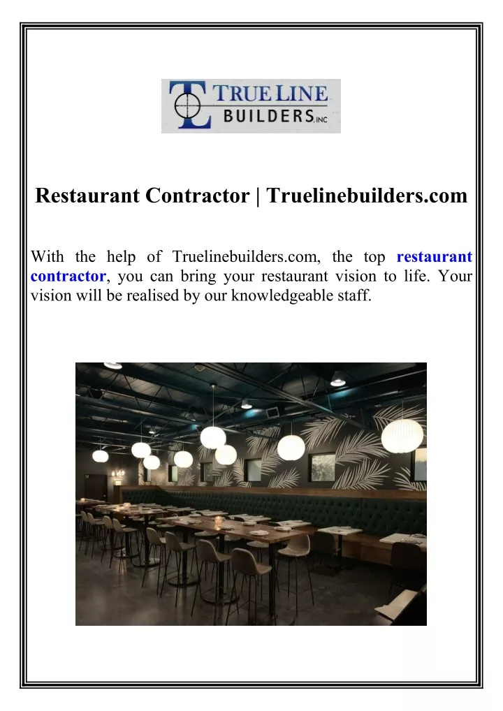 restaurant contractor truelinebuilders com