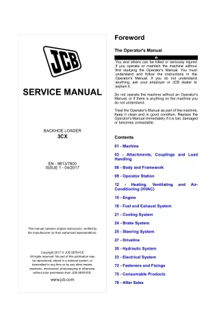 JCB 3CX Backhoe Loader Service Repair Manual Instant Download (From 2442701)