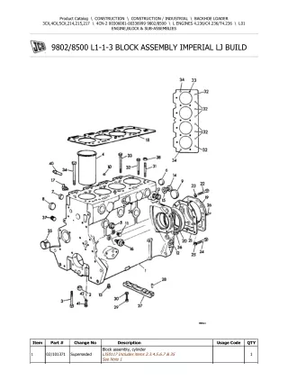 JCB 4CN-2 BACKOHE LOADER Parts Catalogue Manual Instant Download (Serial Number 00306001-00336999)