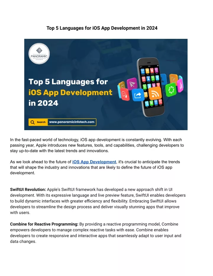 top 5 languages for ios app development in 2024