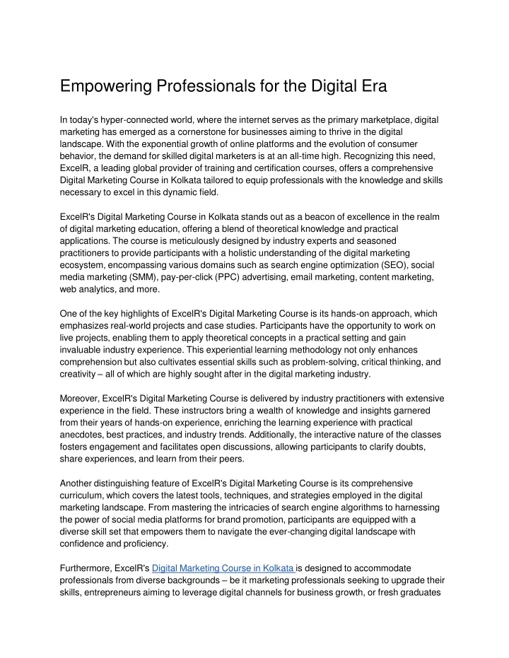 empowering professionals for the digital era