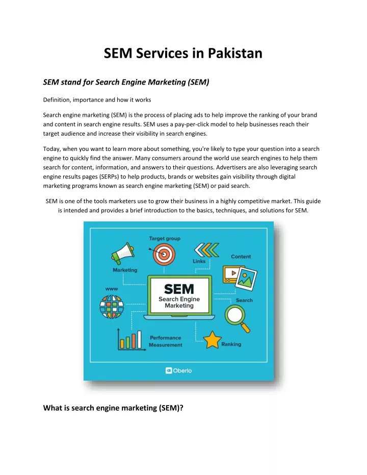 sem services in pakistan