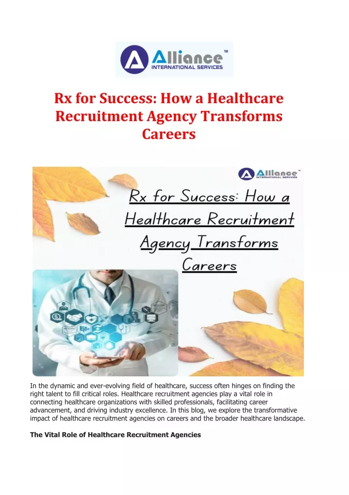 rx for success how a healthcare recruitment