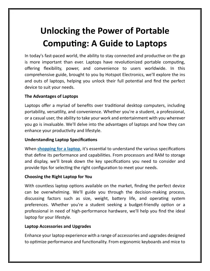 unlocking the power of portable computing a guide