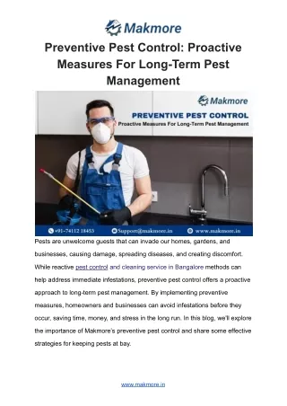 Preventive Pest Control: Proactive Measures For Long-Term Pest Management